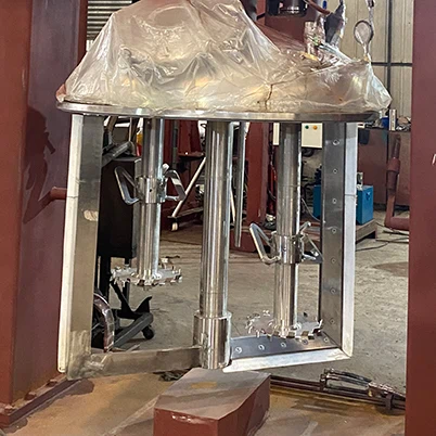 three-shaft mixing structure design for high viscosity silicone processing low speed anchor scraper and dual high speed dispersing discs on triple shaft mixer