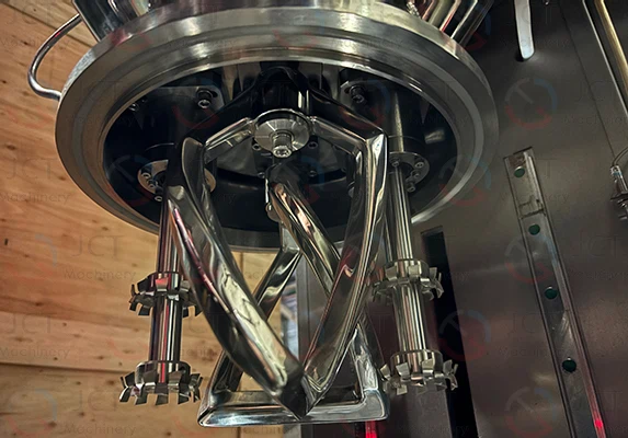 planetary twisted blades and dispersing discs of laboratory double planetary mixer